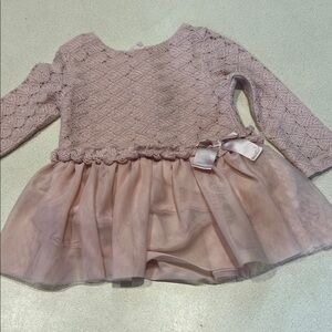 Pink Lace Long Sleeve Dress with Bow